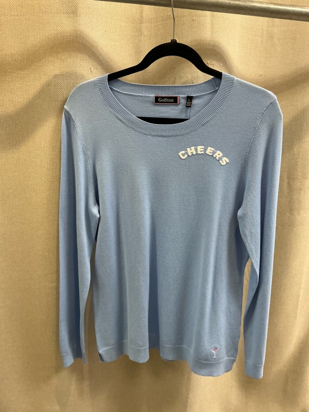 Golftini Cheers Crewneck Sweater Seersucker Blue
